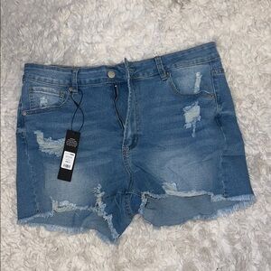 🆕Fashion Nova Blue Distressed Jean Shorts